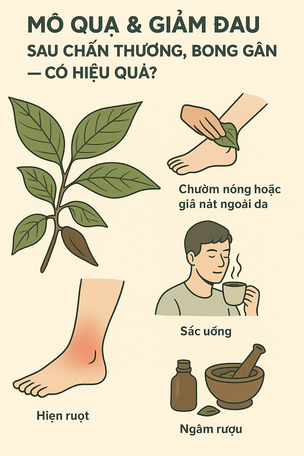 Dùng Cây Mỏ Quạ & Giảm Đau Sau Chấn Thương, Bong Gân